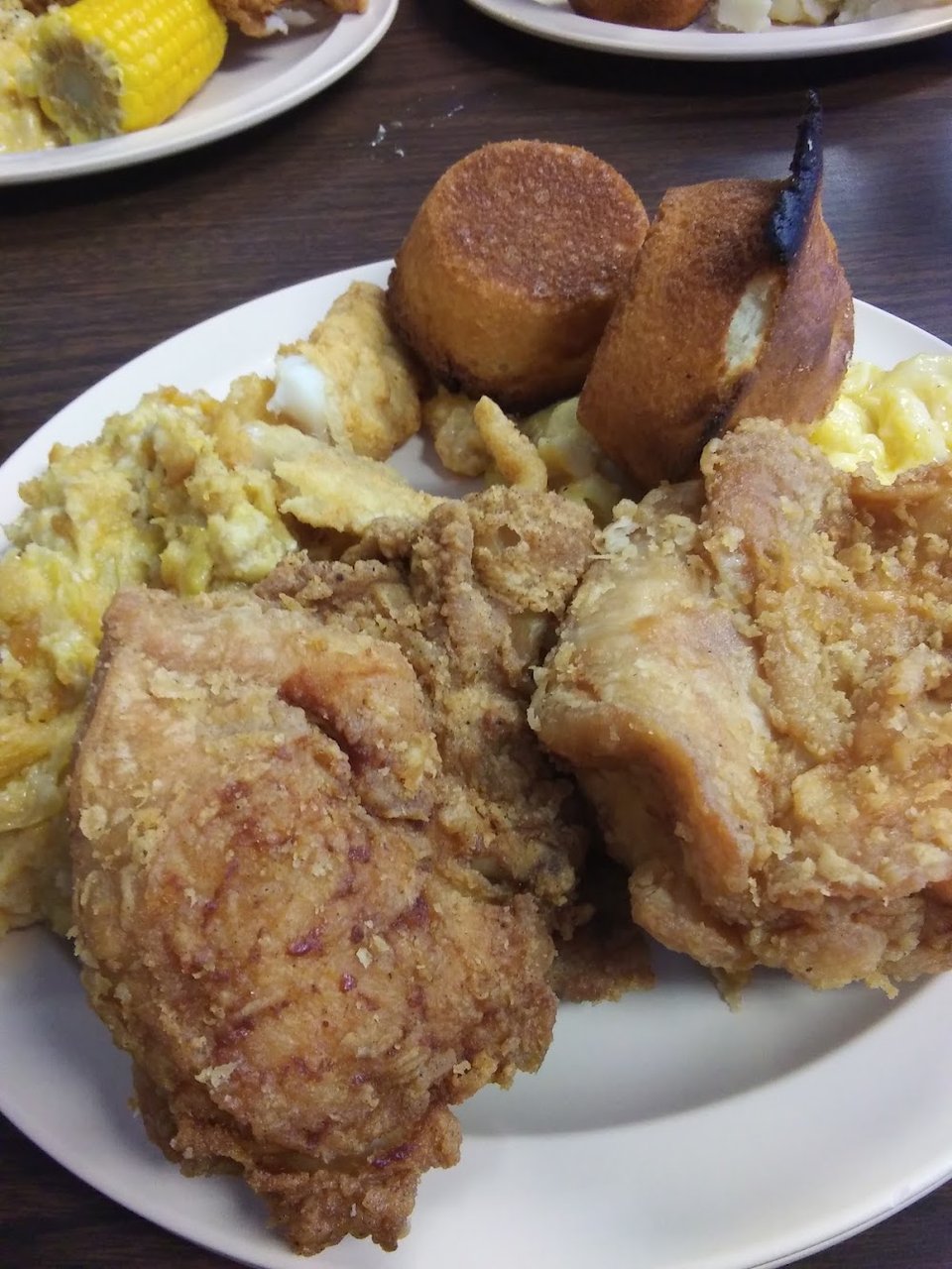 Homestyle breakfast plates on a simple table.