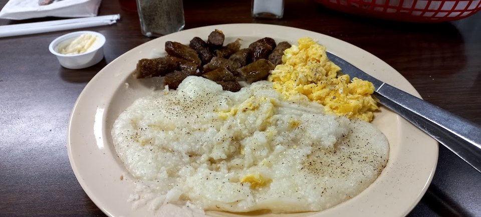 Grits with Sausage and Scrambled Eggs